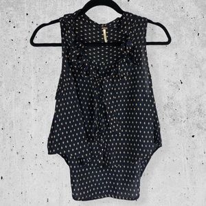 Free People Diamond Print Button Down Blouse Small